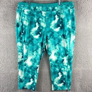 Full Beauty‎ Sport Leggings Womens Plus Size 26 28 Fitness Green Cream Gym Yoga